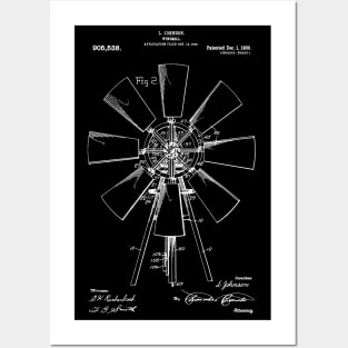 Windmill Patent 1908 vintage windmill farmhouse Posters and Art